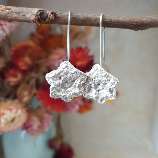 Crochet Flower Silver Earrings