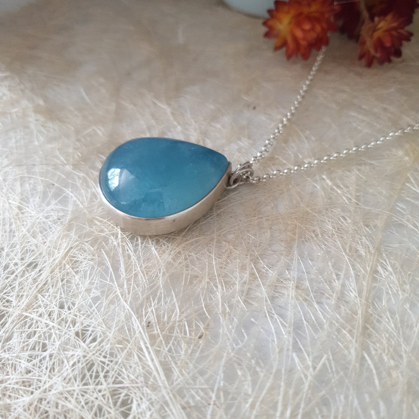 Aquamarine, Silver pendant